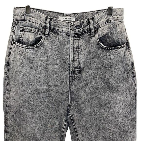 Pacsun Womens Acid Wash High Rise Straight Button Fly Jeans Black Size 29 - Picture 2 of 11